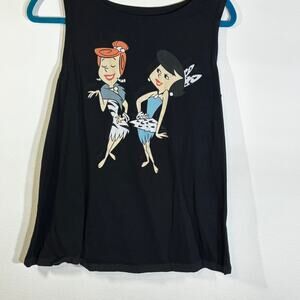 Flintstones Classic Fit Crew Tank  Cotton Betty & Wilma Black Size 0X Torrid